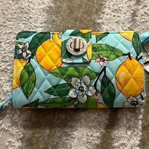NWT Vera Bradley Blue & Lemon Large Wallet